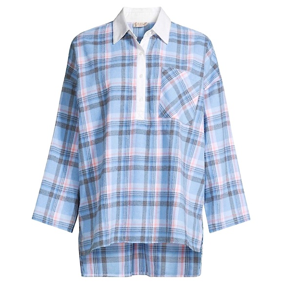 Free People Sunday Morning Sleep Shirt in Pale Blue Combo. Size S. NWOT - Picture 5 of 6